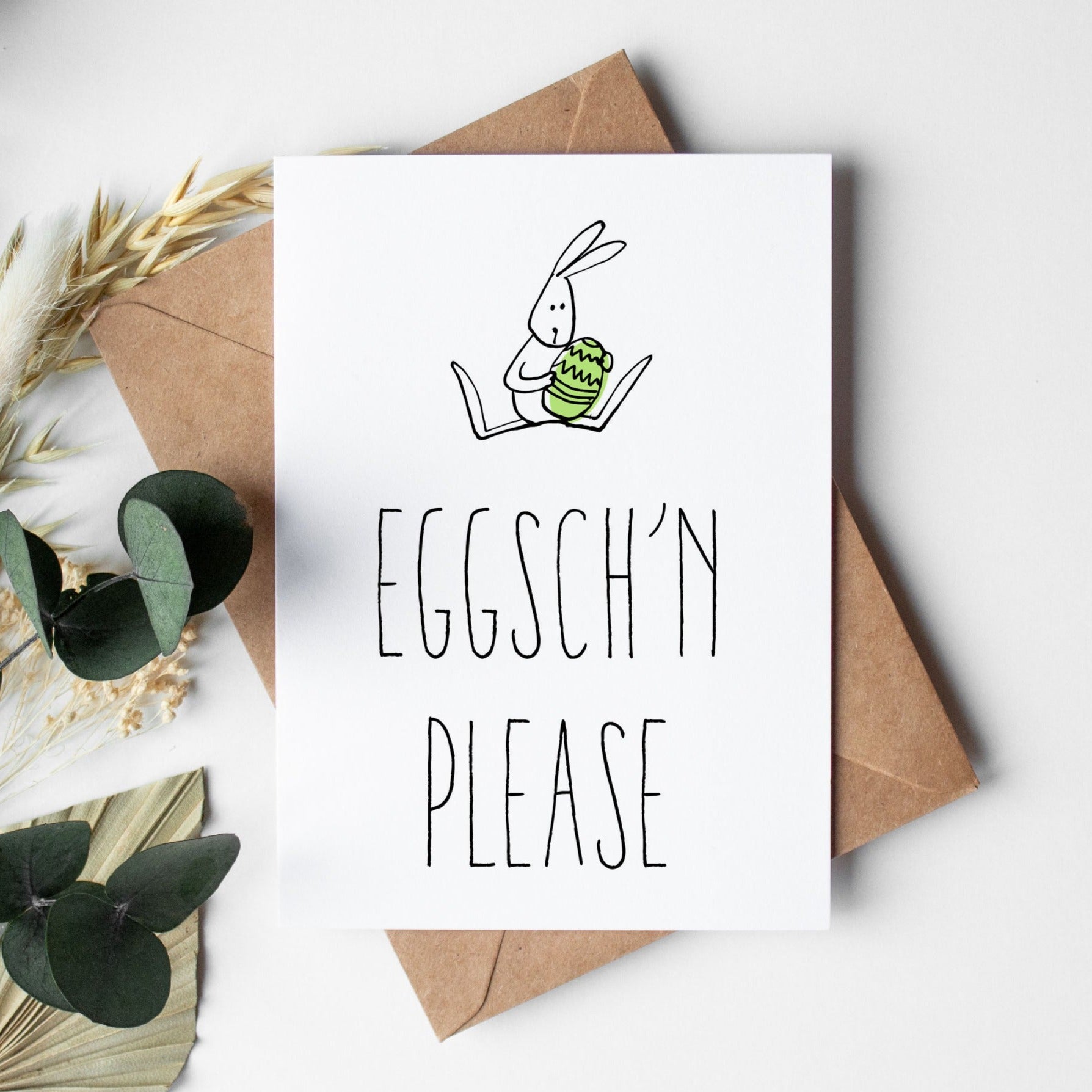 Oster Grußkarte: Eggsch´n please - Hase